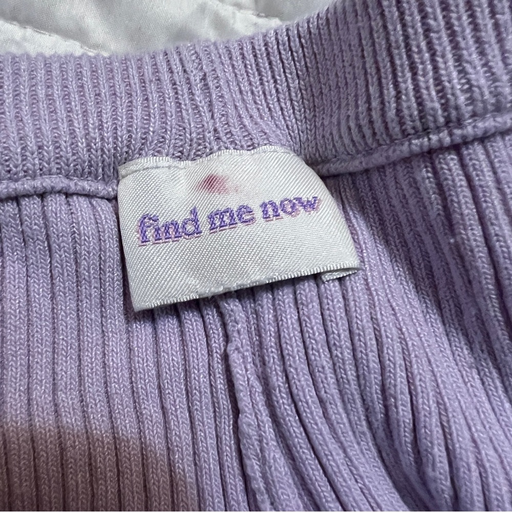 Find Me Now Cleo Ribbed Lavender Ruffle Knit Pants L - Picture 3 of 9